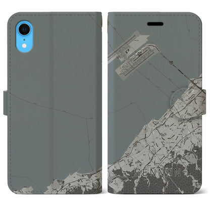 【泉南（大阪府）】地図柄iPhoneケース（手帳タイプ）モノトーン・iPhone XR 用