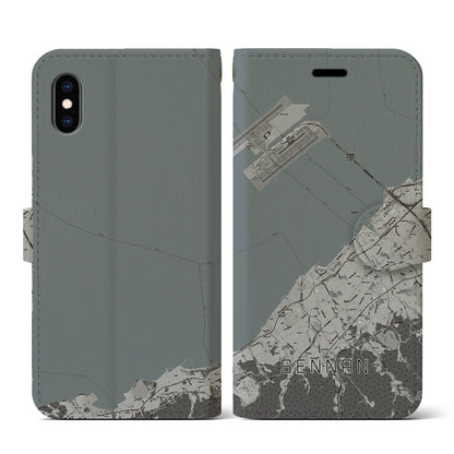 【泉南（大阪府）】地図柄iPhoneケース（手帳タイプ）モノトーン・iPhone XS / X 用