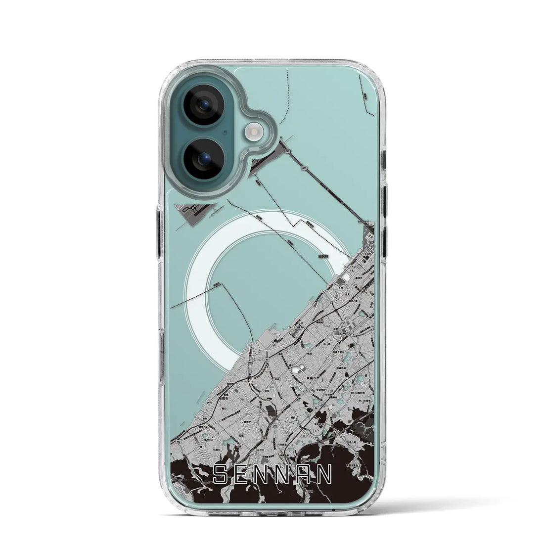 【泉南（大阪府）】地図柄iPhoneケース（MagSafeタイプ）モノトーン・iPhone 16 Pro 用