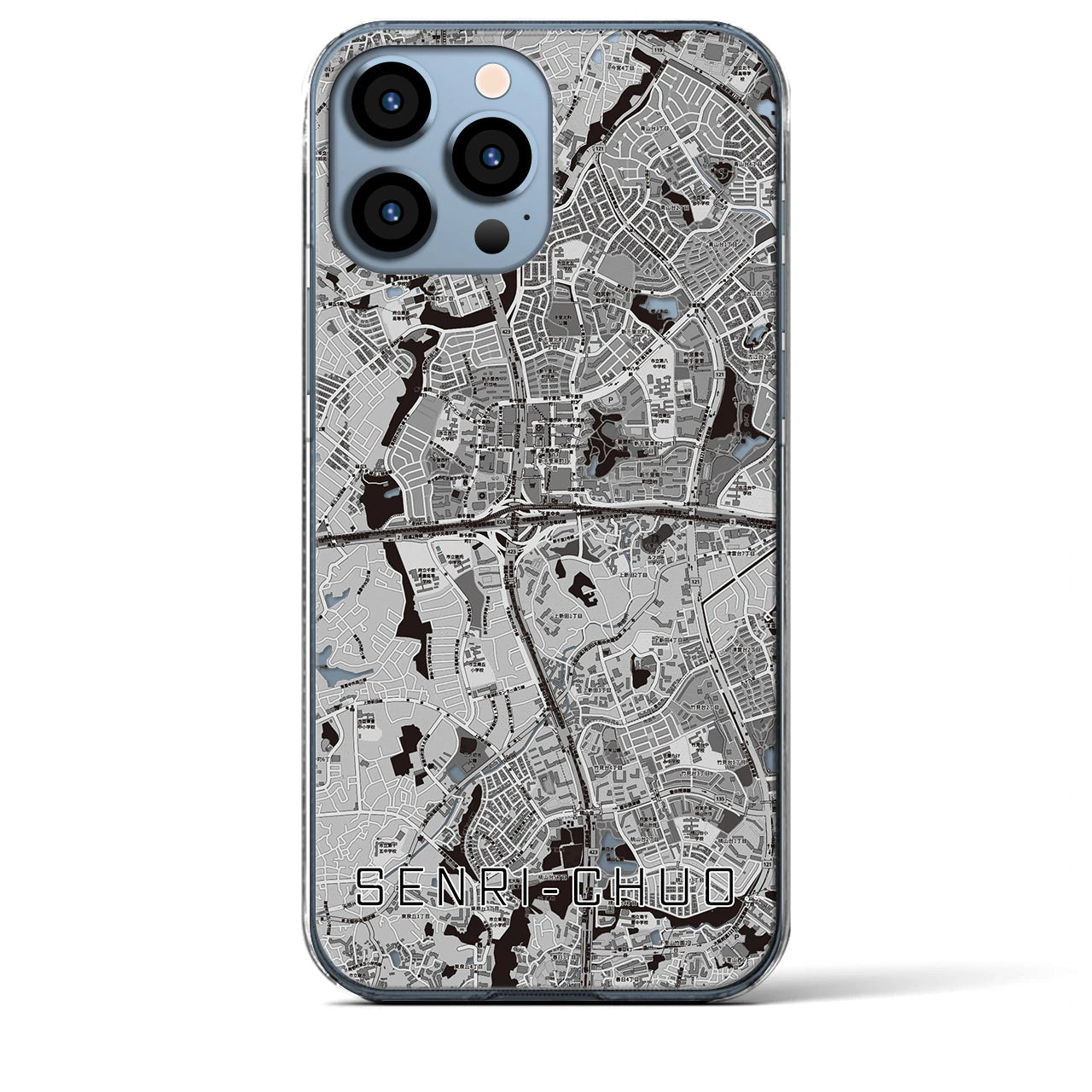 【千里中央（大阪府）】地図柄iPhoneケース（クリアタイプ）