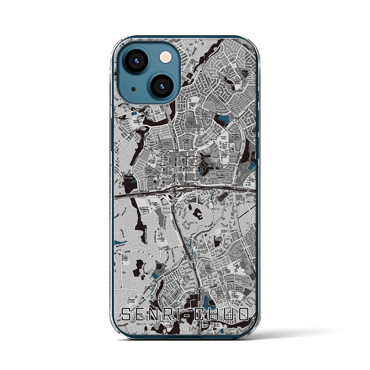 【千里中央（大阪府）】地図柄iPhoneケース（クリアタイプ）