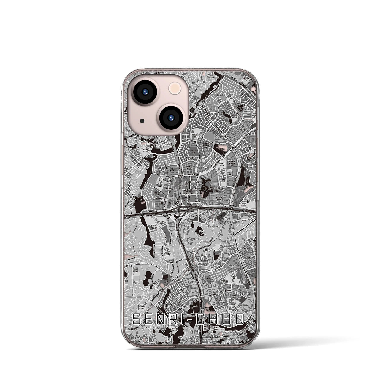 【千里中央（大阪府）】地図柄iPhoneケース（クリアタイプ）
