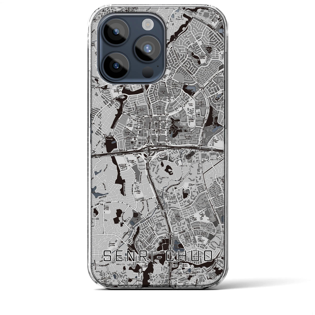 【千里中央（大阪府）】地図柄iPhoneケース（クリアタイプ）