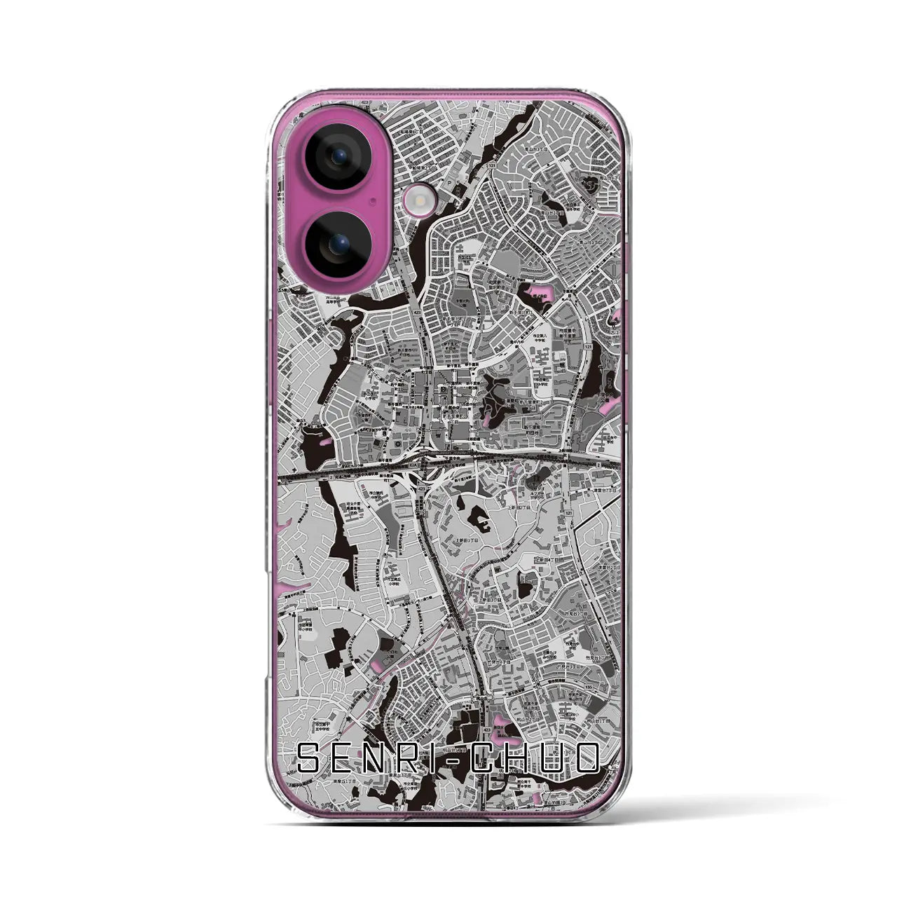 【千里中央（大阪府）】地図柄iPhoneケース（クリアタイプ）