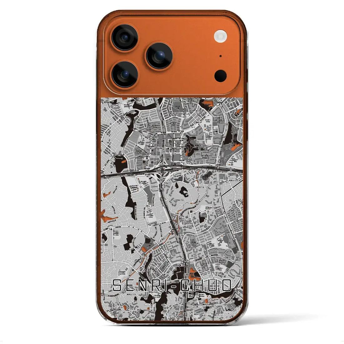 【千里中央（大阪府）】地図柄iPhoneケース（クリアタイプ）モノトーン・iPhone 17 Pro Max 用