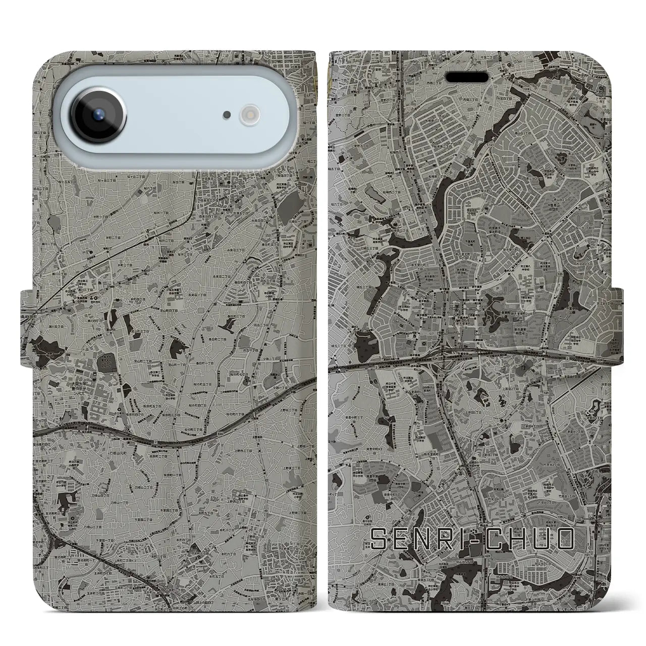 【千里中央（大阪府）】地図柄iPhoneケース（手帳タイプ）