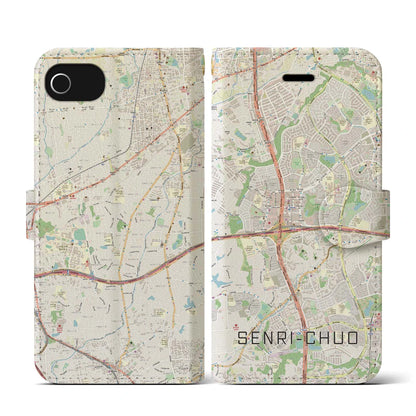 【千里中央（大阪府）】地図柄iPhoneケース（手帳タイプ）ナチュラル・iPhone SE（第3 / 第2世代） / 8 / 7 / 6s / 6 用