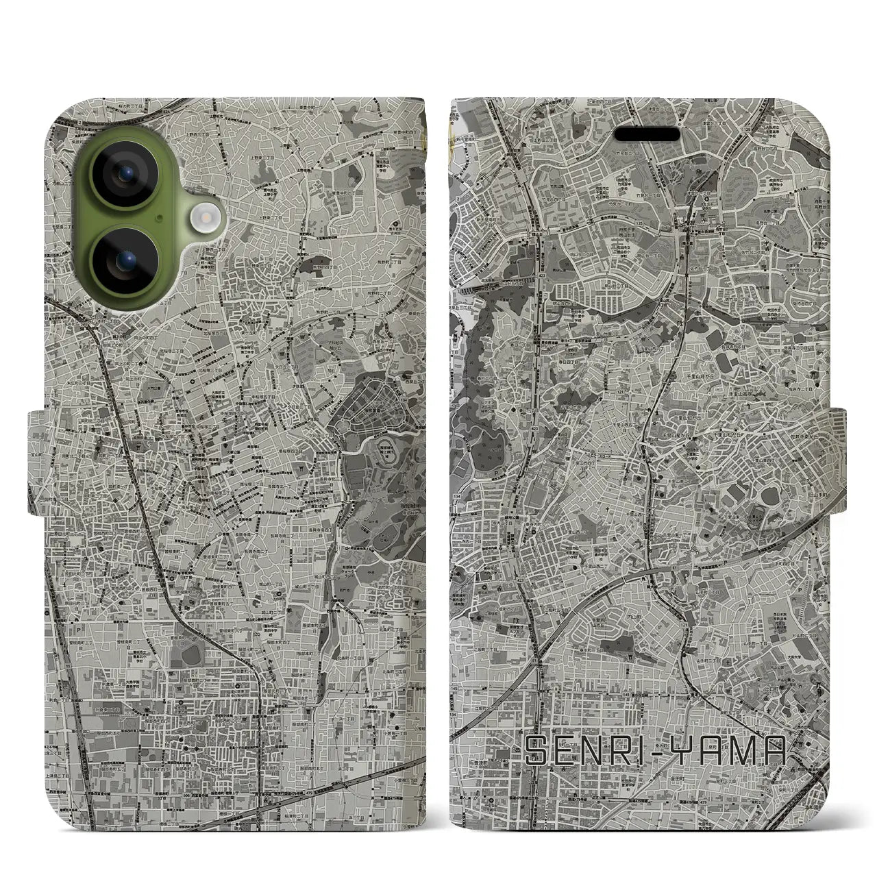 【千里山（大阪府）】地図柄iPhoneケース（手帳タイプ）