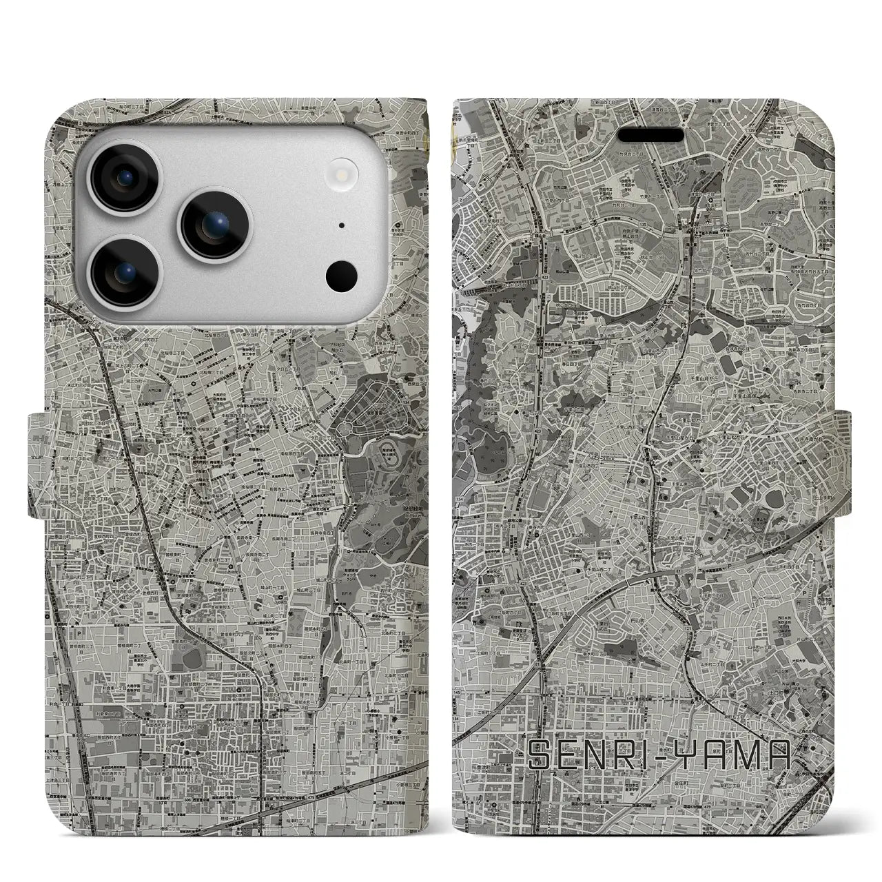 【千里山（大阪府）】地図柄iPhoneケース（手帳タイプ）