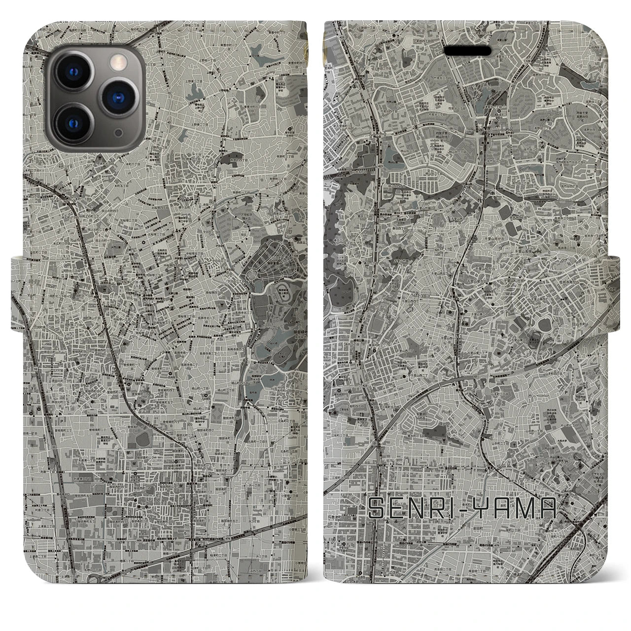 【千里山（大阪府）】地図柄iPhoneケース（手帳タイプ）