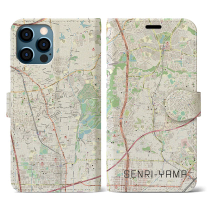 【千里山（大阪府）】地図柄iPhoneケース（手帳タイプ）ナチュラル・iPhone 12 / 12 Pro 用