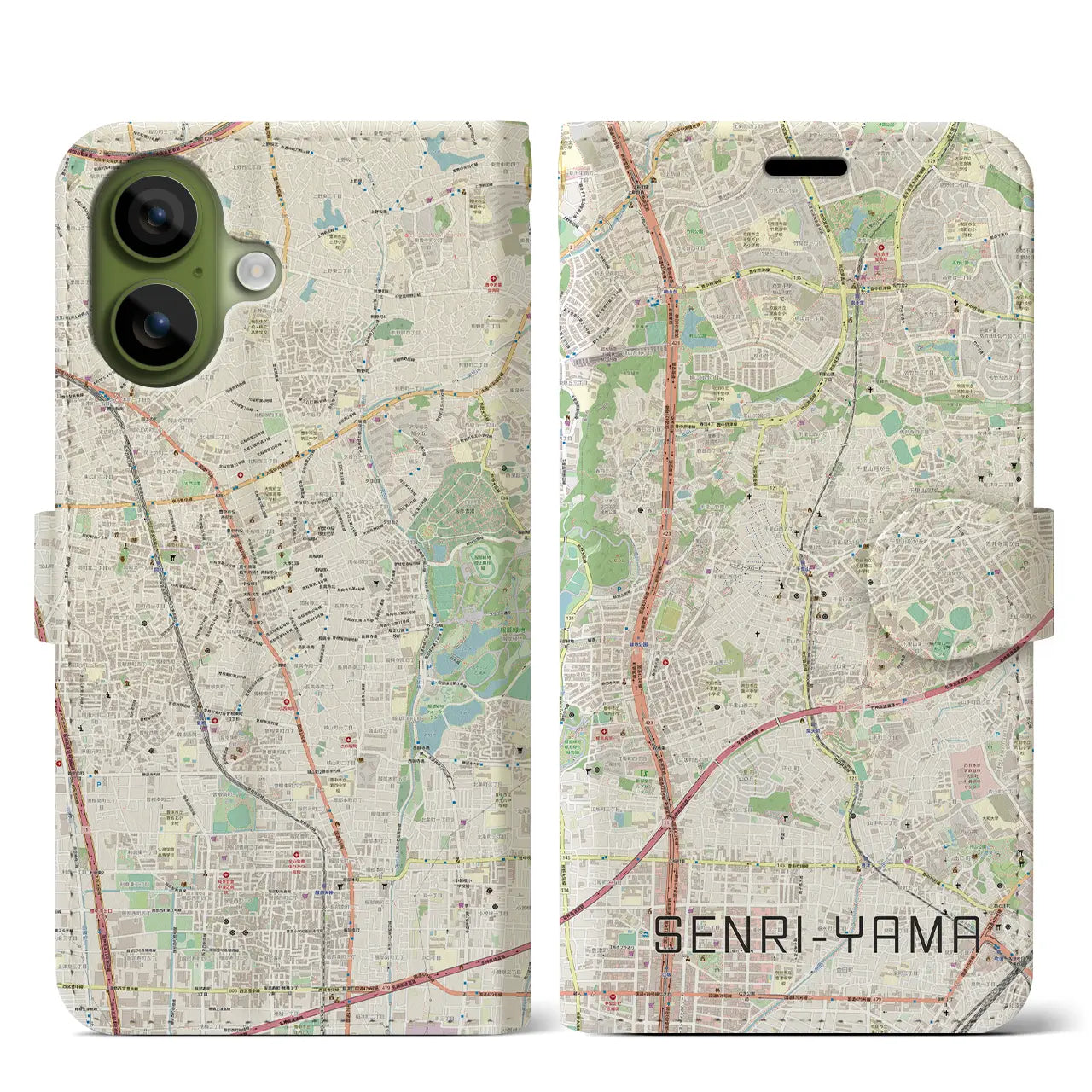 【千里山（大阪府）】地図柄iPhoneケース（手帳タイプ）