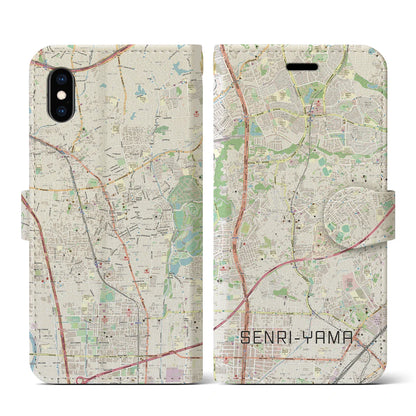 【千里山（大阪府）】地図柄iPhoneケース（手帳タイプ）ナチュラル・iPhone XS / X 用