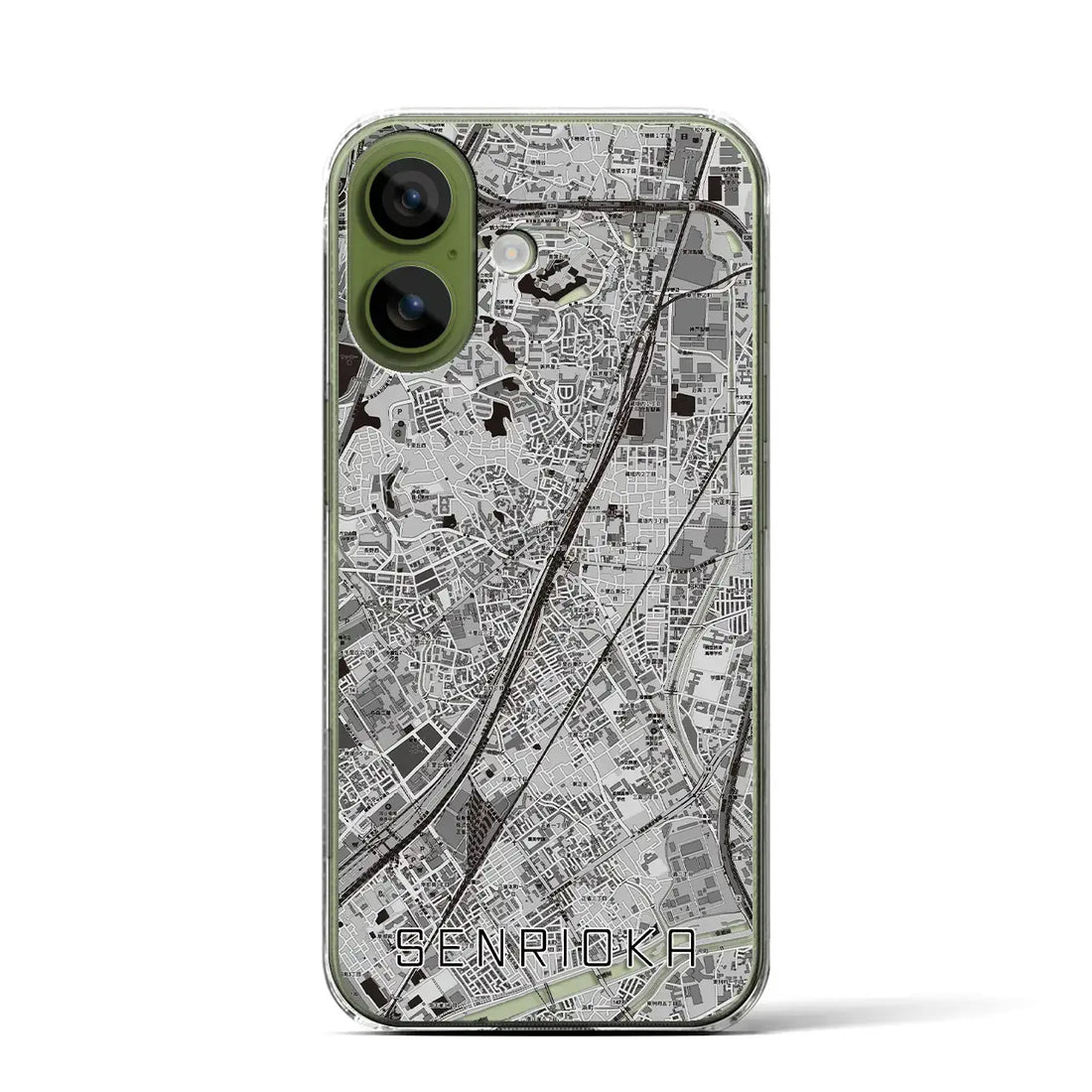 【千里丘（大阪府）】地図柄iPhoneケース（クリアタイプ）モノトーン・iPhone 17 Pro Max 用