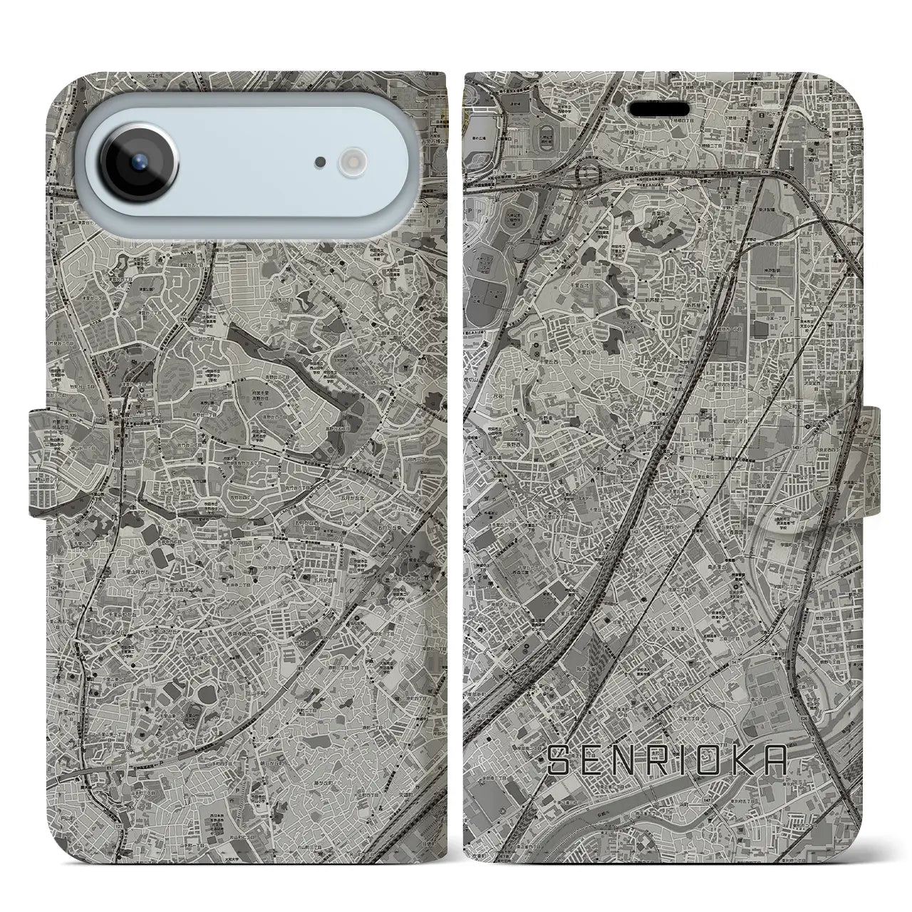 【千里丘（大阪府）】地図柄iPhoneケース（手帳タイプ）