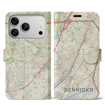 【千里丘（大阪府）】地図柄iPhoneケース（手帳タイプ）