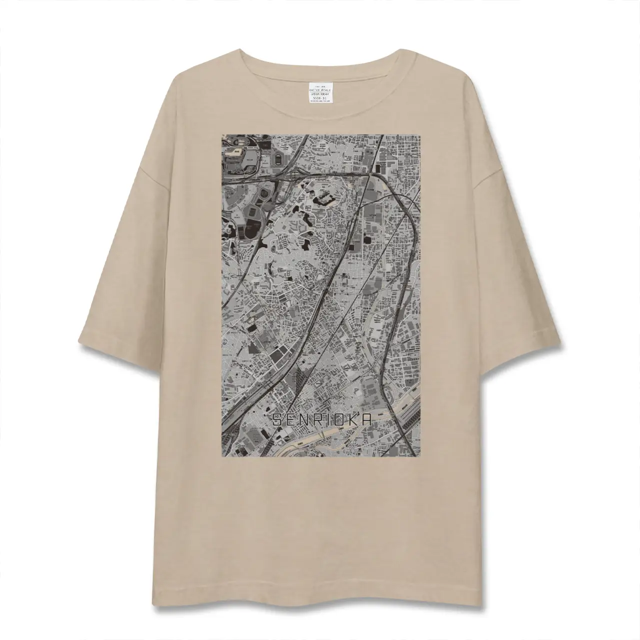 【千里丘（大阪府）】地図柄ビッグシルエットTシャツ