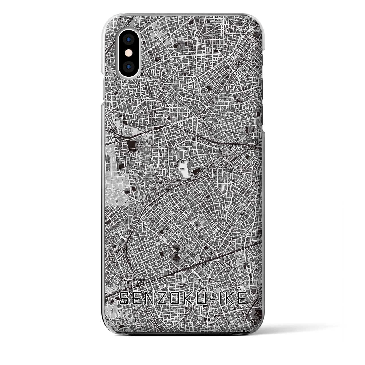 【洗足池（東京都）】地図柄iPhoneケース（クリアタイプ）モノトーン・iPhone XS Max 用