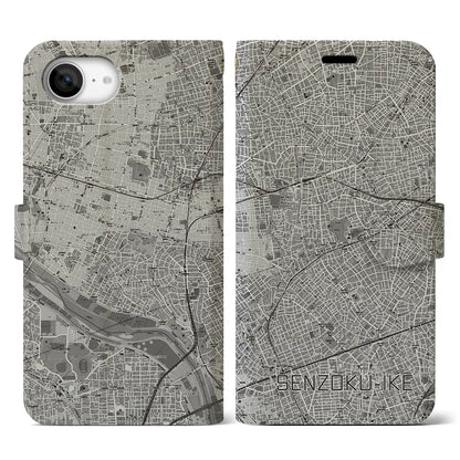 【洗足池（東京都）】地図柄iPhoneケース（手帳タイプ）