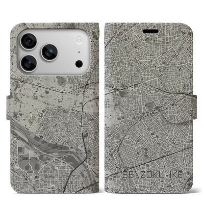 【洗足池（東京都）】地図柄iPhoneケース（手帳タイプ）