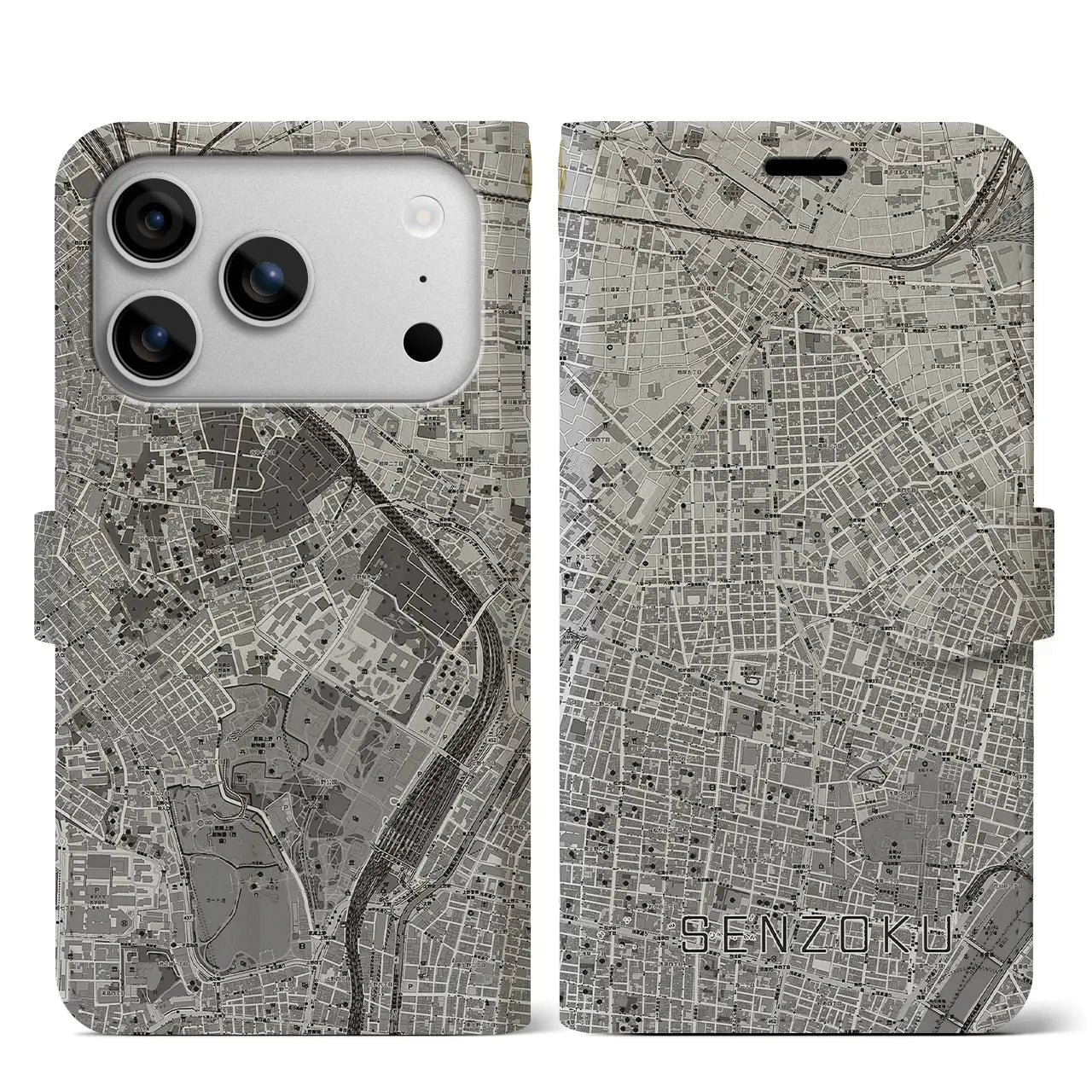 【千束（東京都）】地図柄iPhoneケース（手帳タイプ）