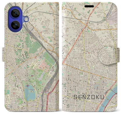 【千束（東京都）】地図柄iPhoneケース（手帳タイプ）ナチュラル・iPhone 16 Pro Max 用