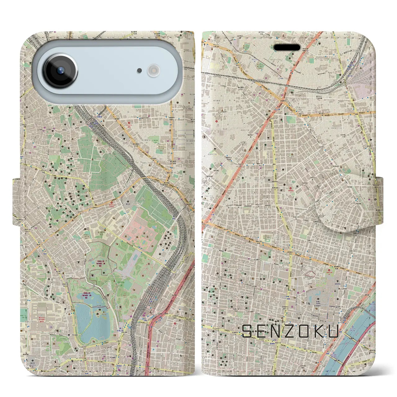 【千束（東京都）】地図柄iPhoneケース（手帳タイプ）