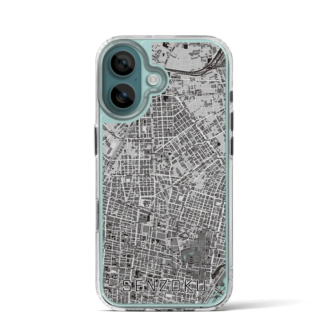 【千束（東京都）】地図柄iPhoneケース（MagSafeタイプ）モノトーン・iPhone 16 Pro 用