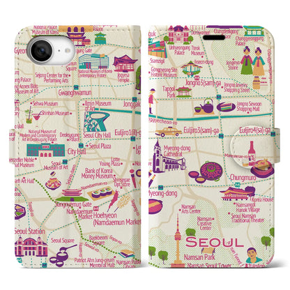 【ソウル】イラストマップiPhoneケース（手帳タイプ）