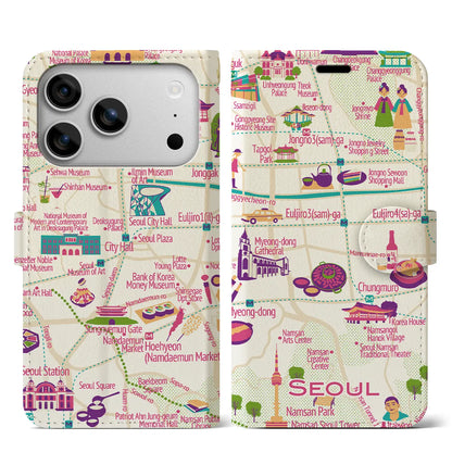【ソウル】イラストマップiPhoneケース（手帳タイプ）
