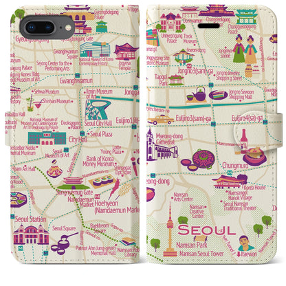 【ソウル（イラスト）】イラストマップiPhoneケース（手帳タイプ）ブライト・iPhone 8Plus /7Plus / 6sPlus / 6Plus 用