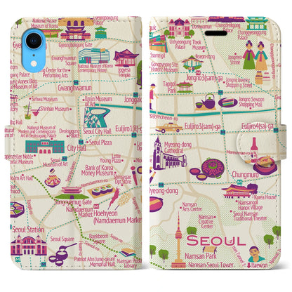 【ソウル（イラスト）】イラストマップiPhoneケース（手帳タイプ）ブライト・iPhone XR 用