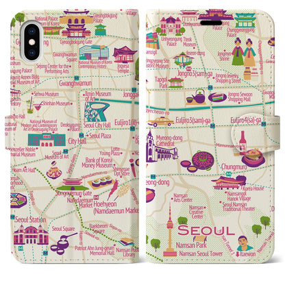 【ソウル（イラスト）】イラストマップiPhoneケース（手帳タイプ）ブライト・iPhone XS Max 用