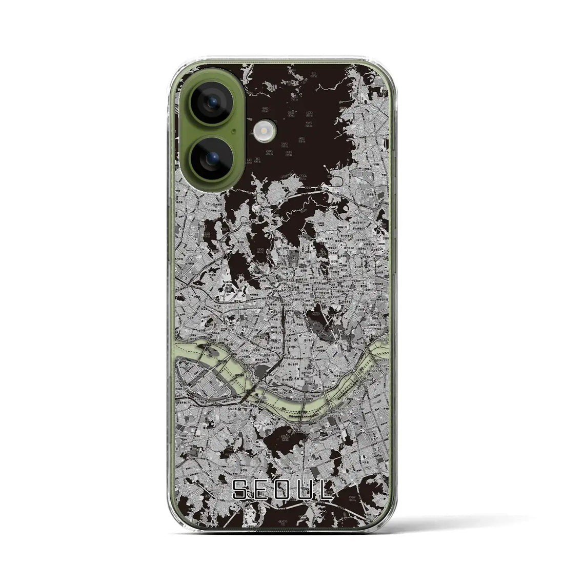 【ソウル(韓国)】地図柄iPhoneケース(クリアタイプ)モノトーン・iPhone 17 Pro Max 用