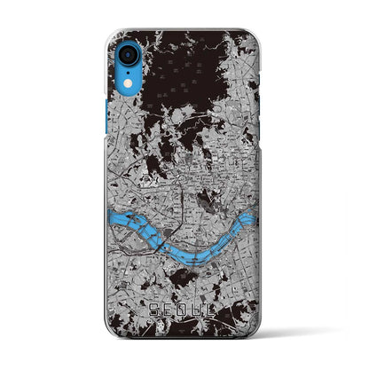 【ソウル（韓国）】地図柄iPhoneケース（クリアタイプ）モノトーン・iPhone XR 用