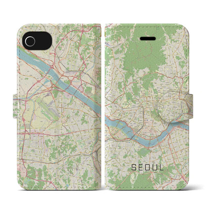 【ソウル（韓国）】地図柄iPhoneケース（手帳タイプ）ナチュラル・iPhone SE（第3 / 第2世代） / 8 / 7 / 6s / 6 用