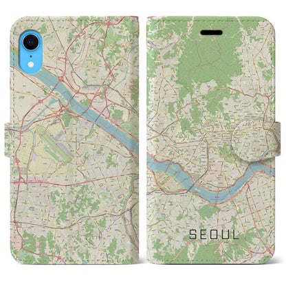 【ソウル（韓国）】地図柄iPhoneケース（手帳タイプ）ナチュラル・iPhone XR 用