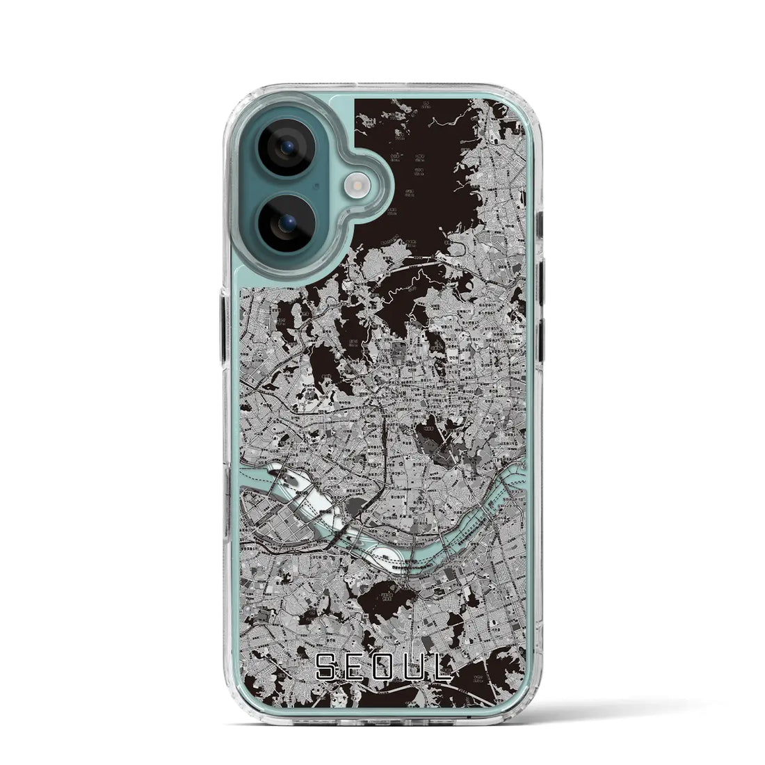 【ソウル（韓国）】地図柄iPhoneケース（MagSafeタイプ）モノトーン・iPhone 16 Pro 用