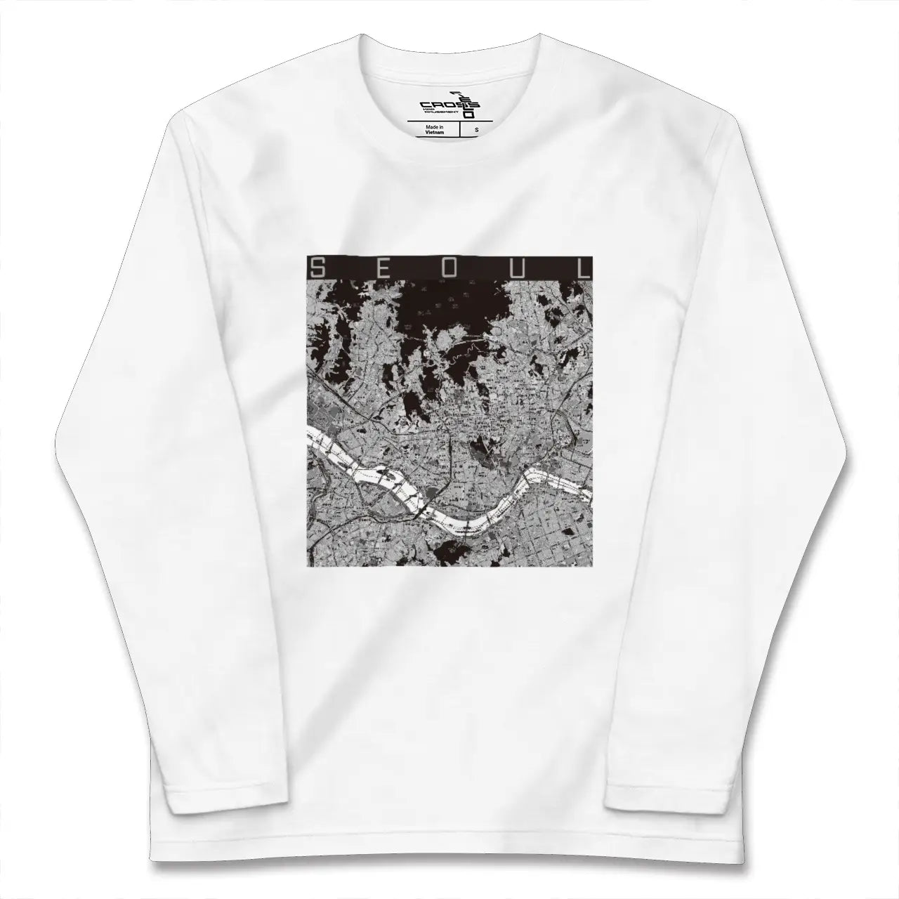 【ソウル（韓国）】地図柄ロングスリーブTシャツ