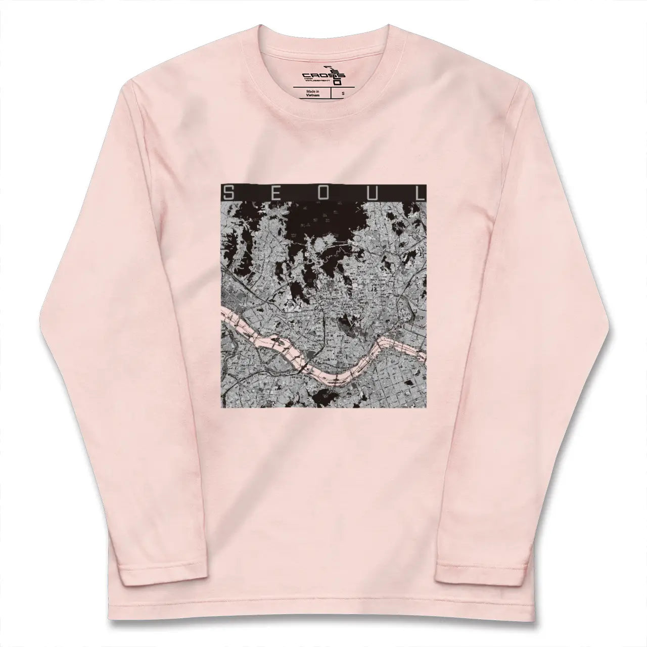 【ソウル（韓国）】地図柄ロングスリーブTシャツ