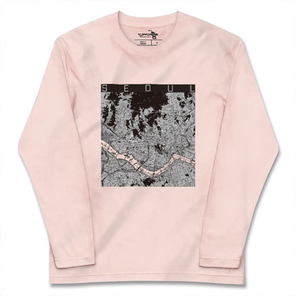 【ソウル（韓国）】地図柄ロングスリーブTシャツ