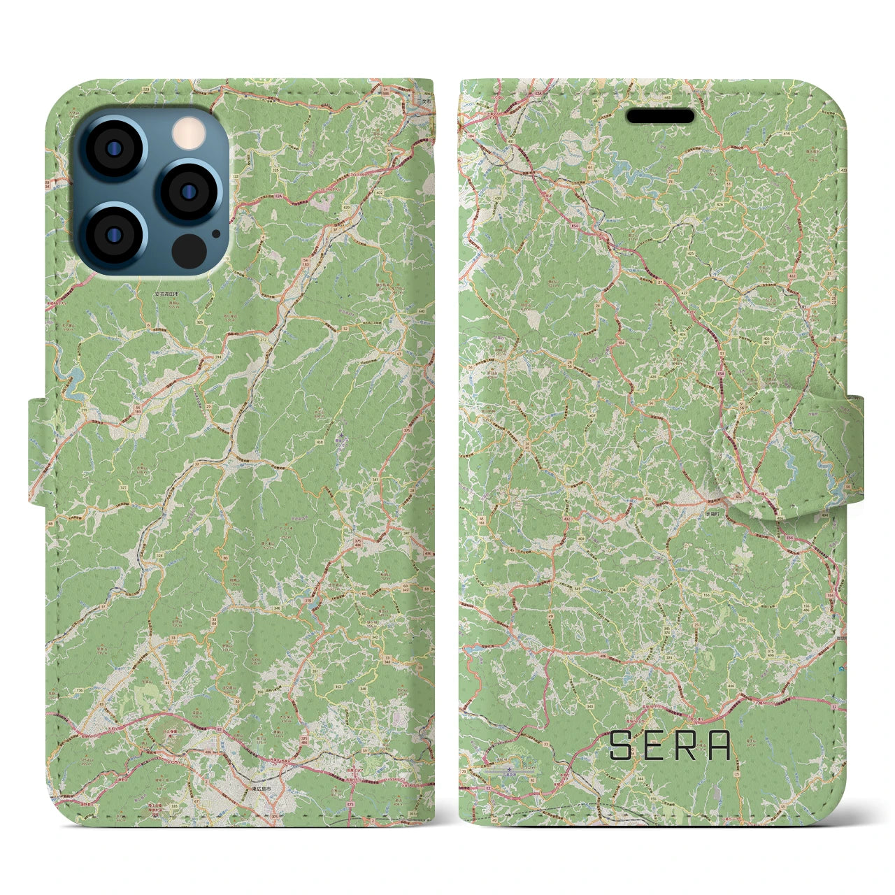 【世羅（広島県）】地図柄iPhoneケース（手帳タイプ）