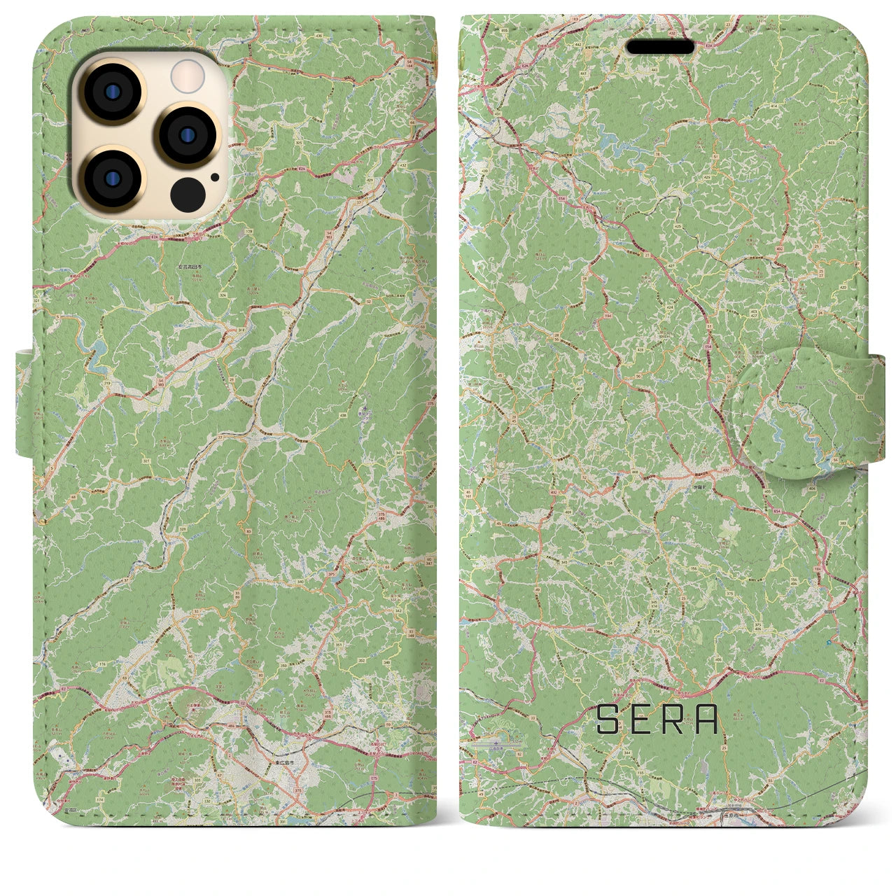 【世羅（広島県）】地図柄iPhoneケース（手帳タイプ）