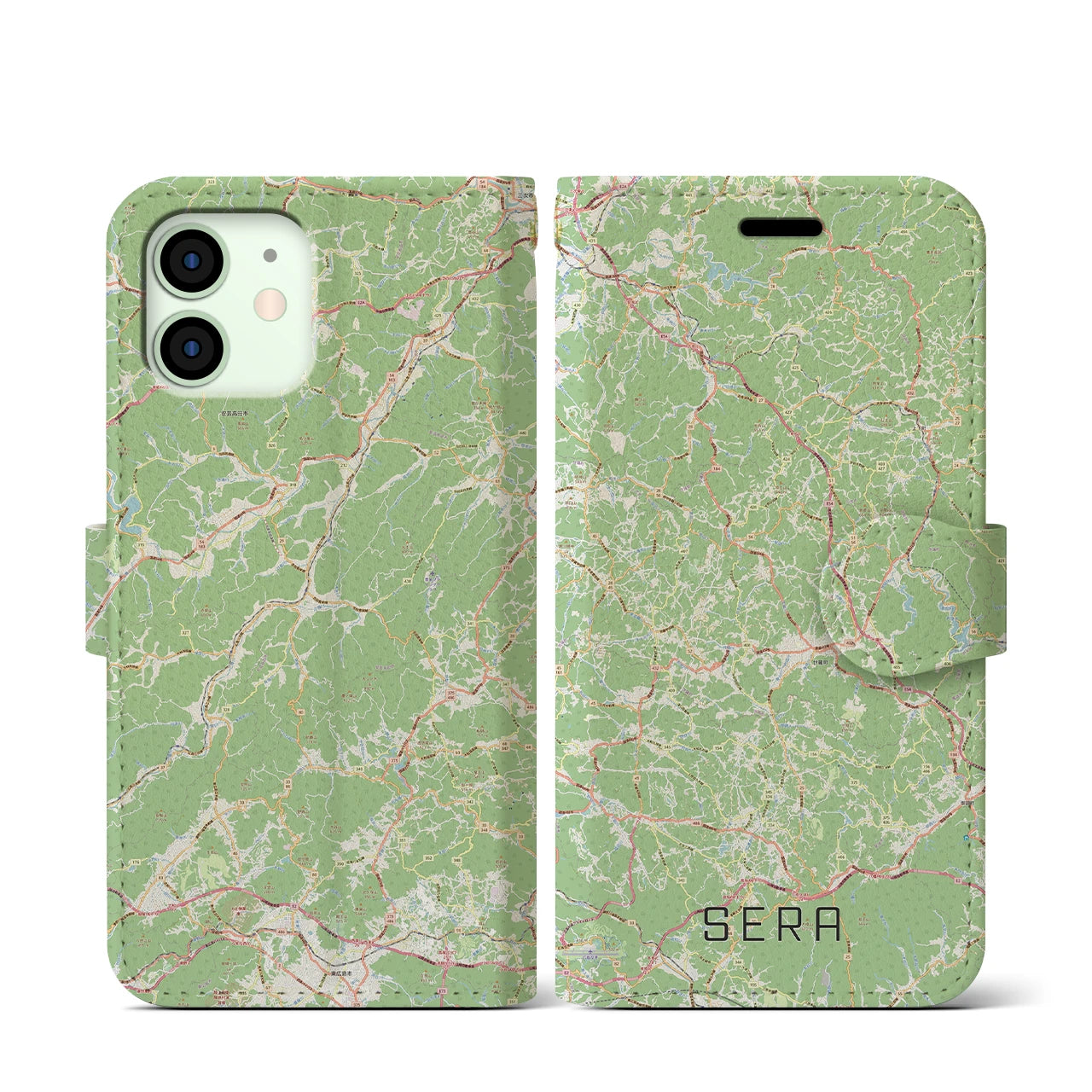 【世羅（広島県）】地図柄iPhoneケース（手帳タイプ）