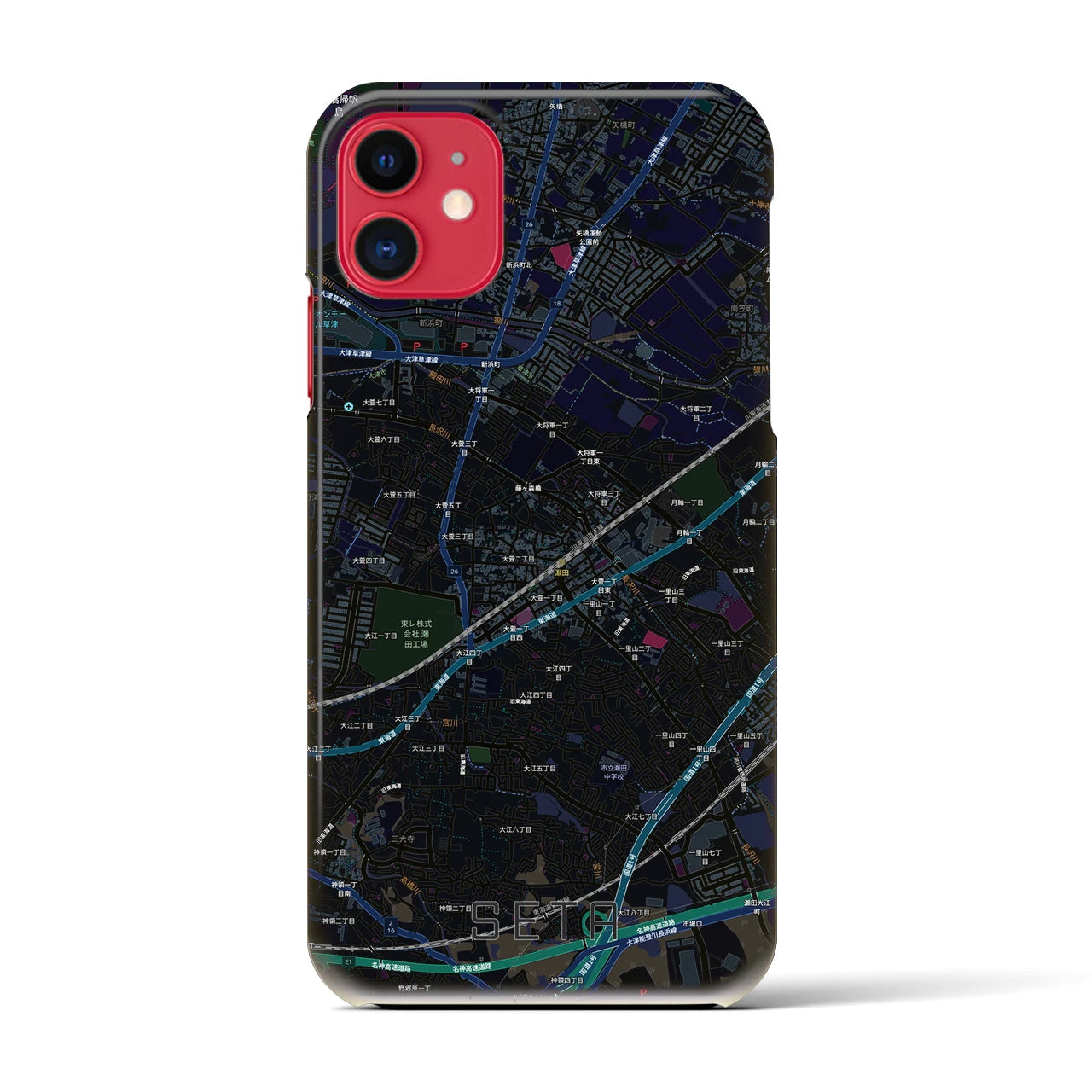 【瀬田（滋賀県）】地図柄iPhoneケース（バックカバータイプ）