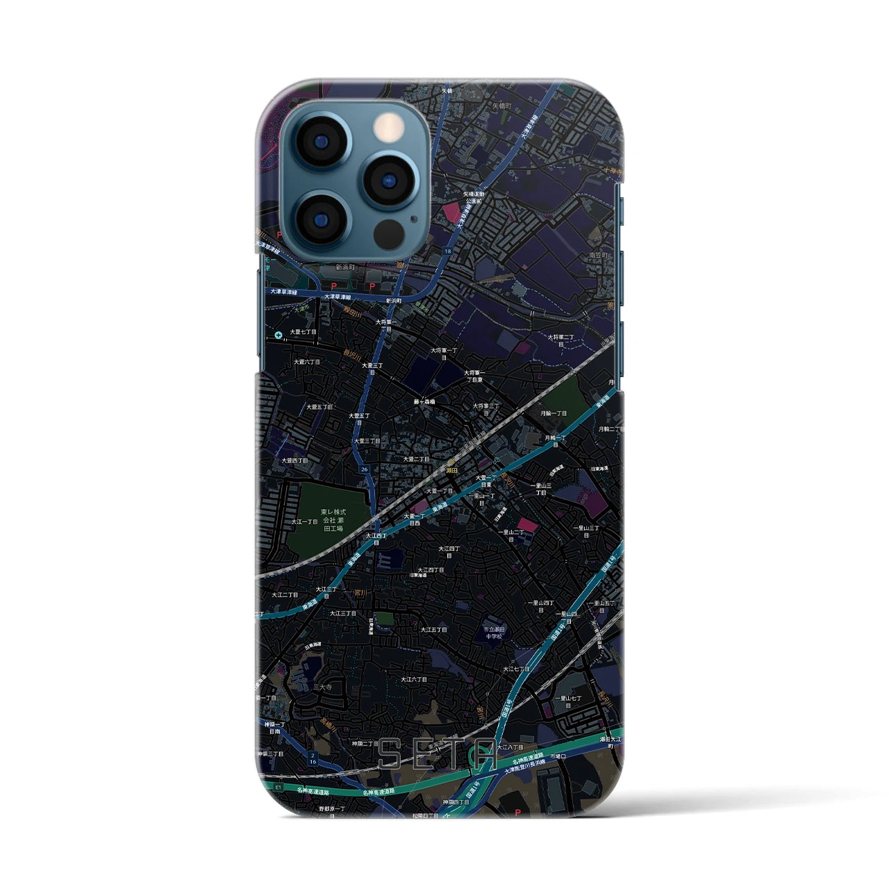【瀬田（滋賀県）】地図柄iPhoneケース（バックカバータイプ）