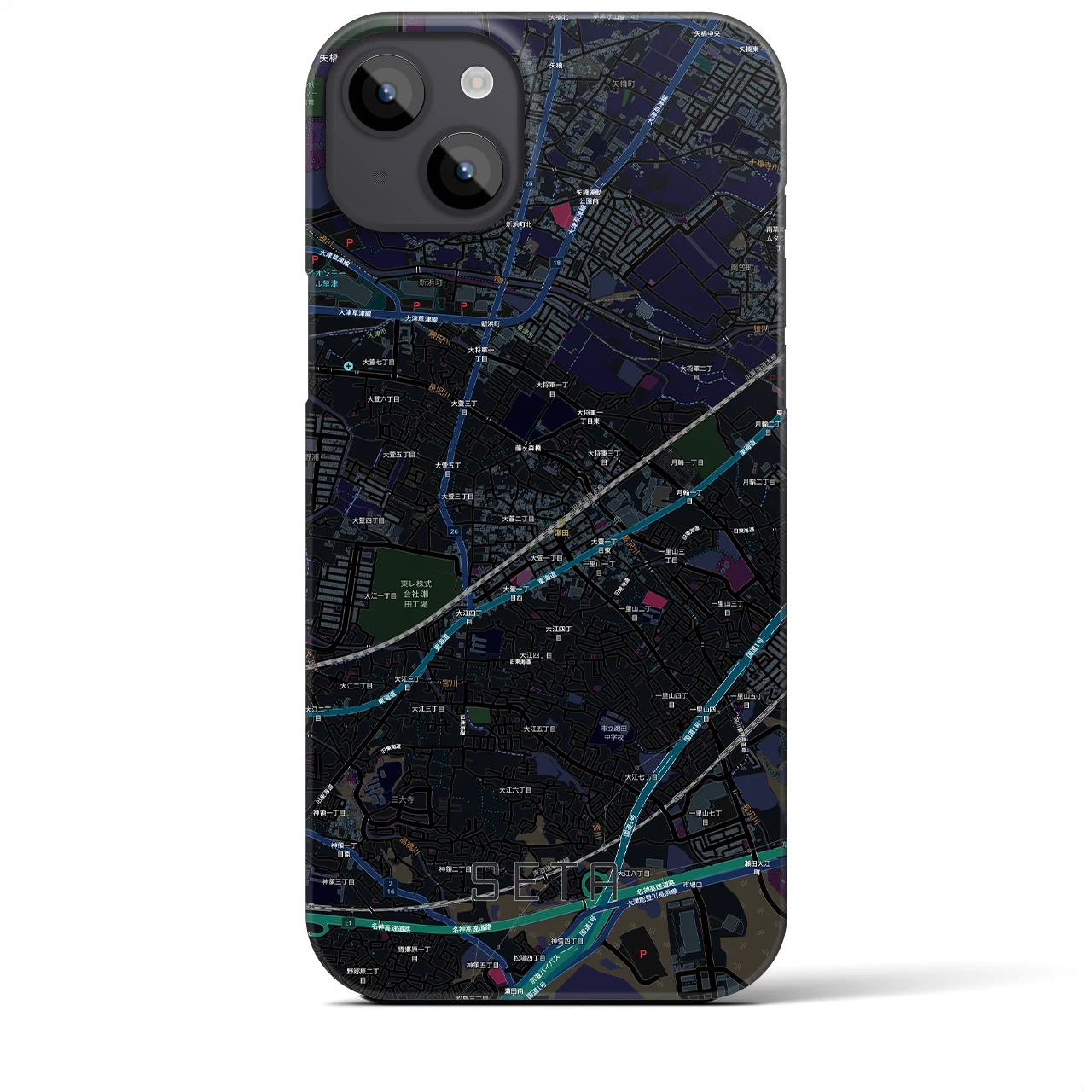 【瀬田（滋賀県）】地図柄iPhoneケース（バックカバータイプ）
