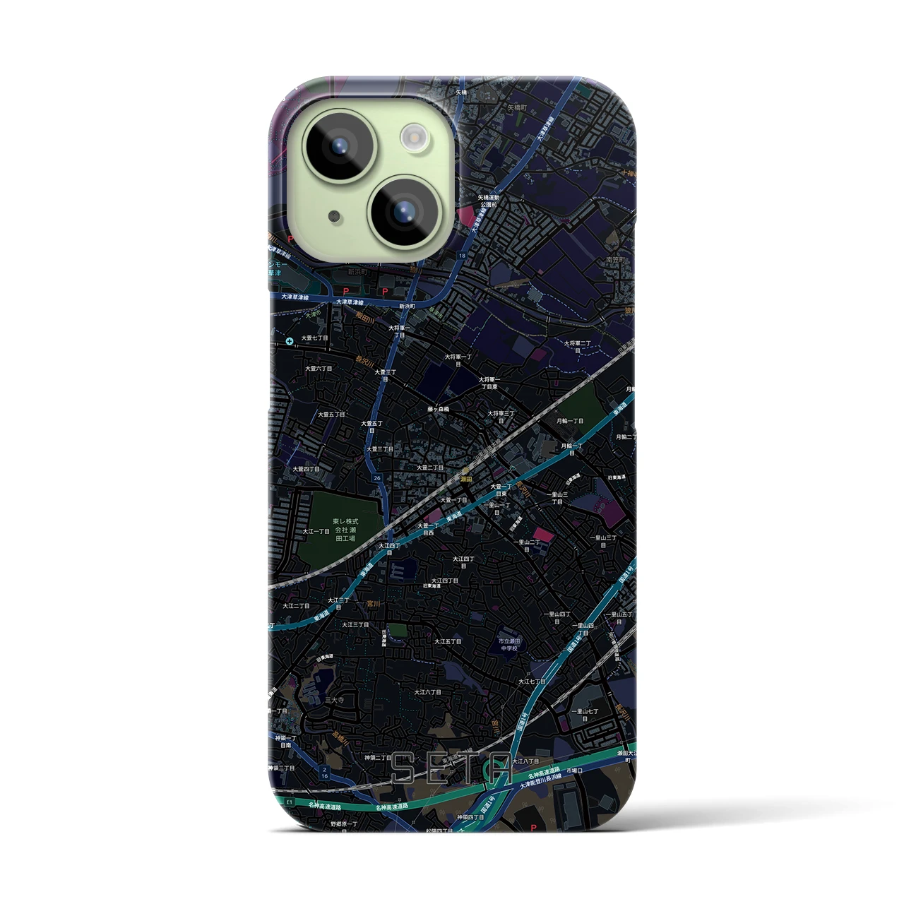 【瀬田（滋賀県）】地図柄iPhoneケース（バックカバータイプ）
