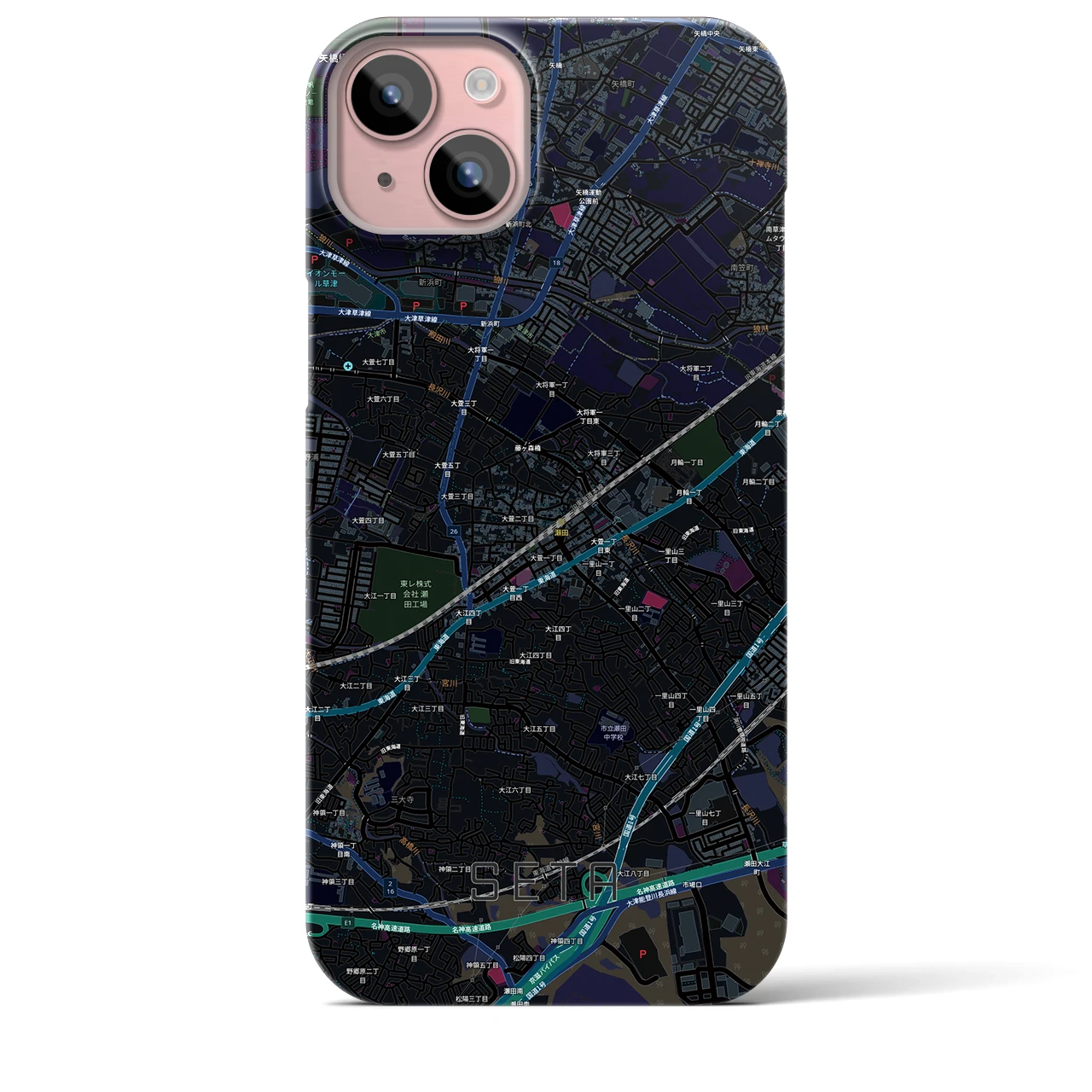 【瀬田（滋賀県）】地図柄iPhoneケース（バックカバータイプ）