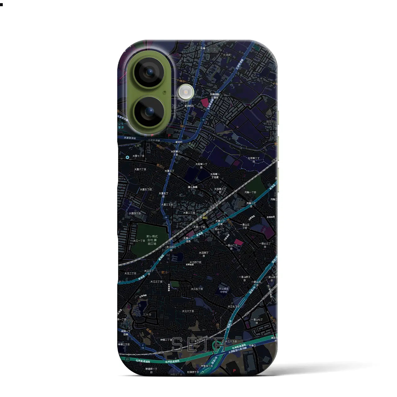 【瀬田（滋賀県）】地図柄iPhoneケース（バックカバータイプ）